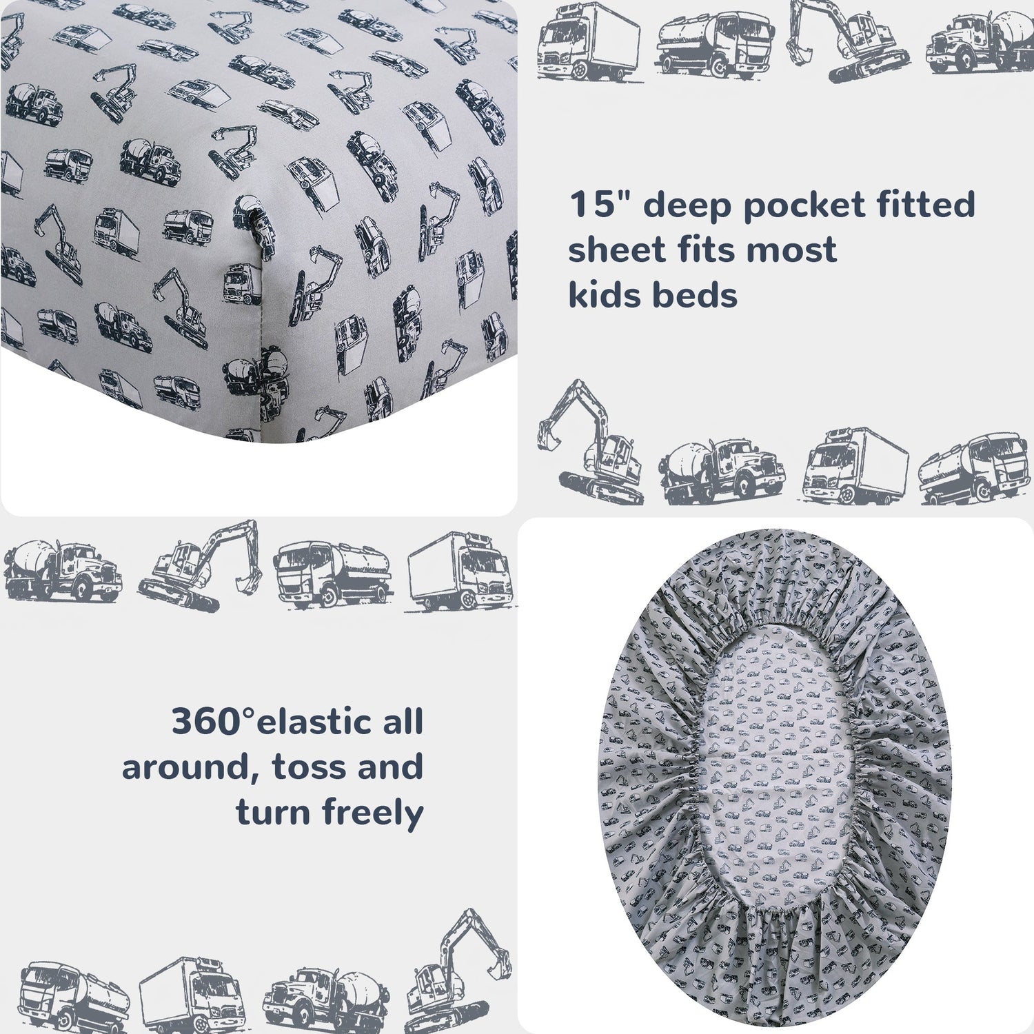 Engineering Vehicle Kids Bed Sheet Set