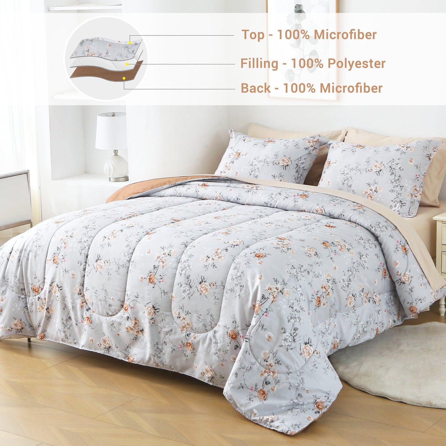 Floral Whispers Comforter Set 7 Pieces