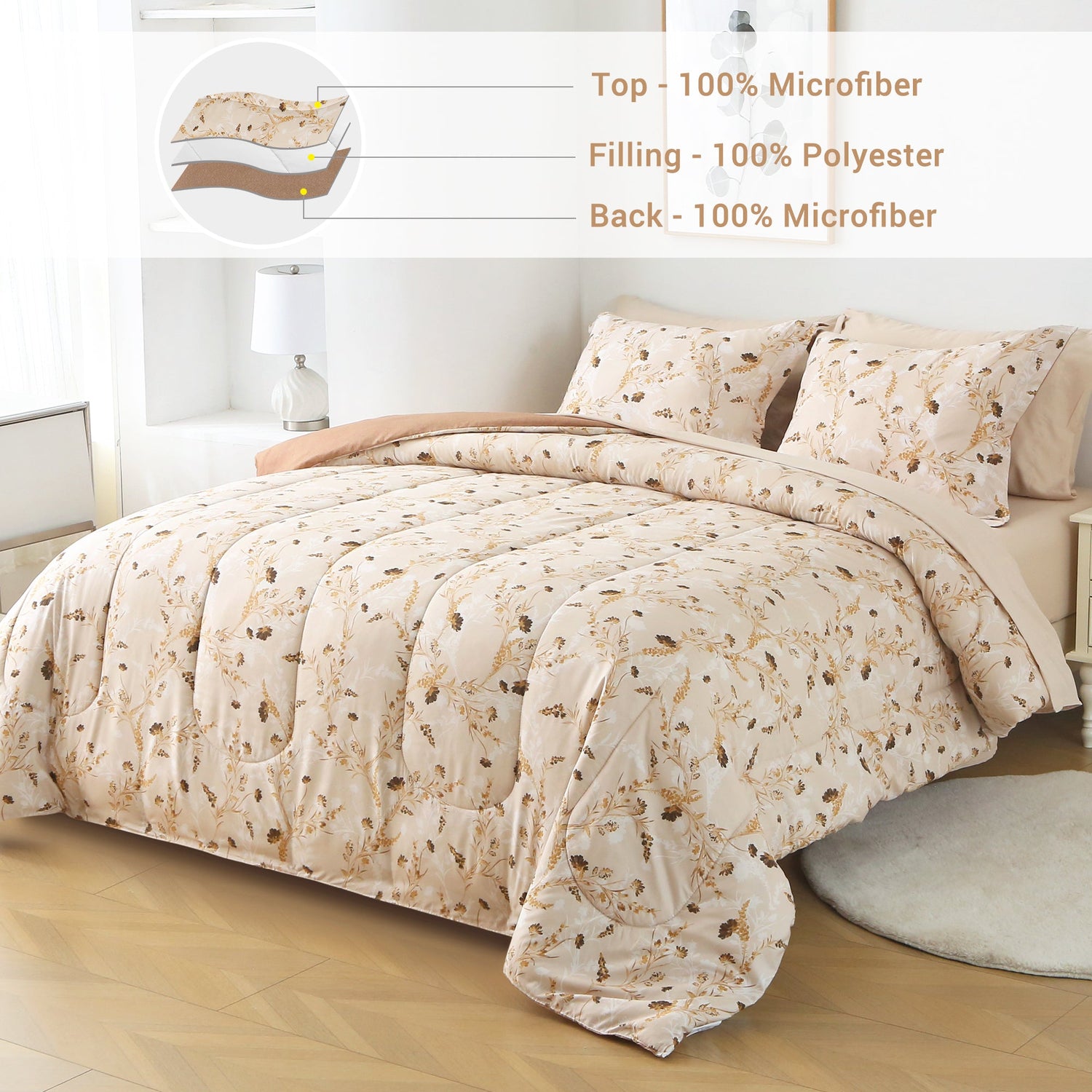 Earthy Blossom Comforter Set 7 Pieces