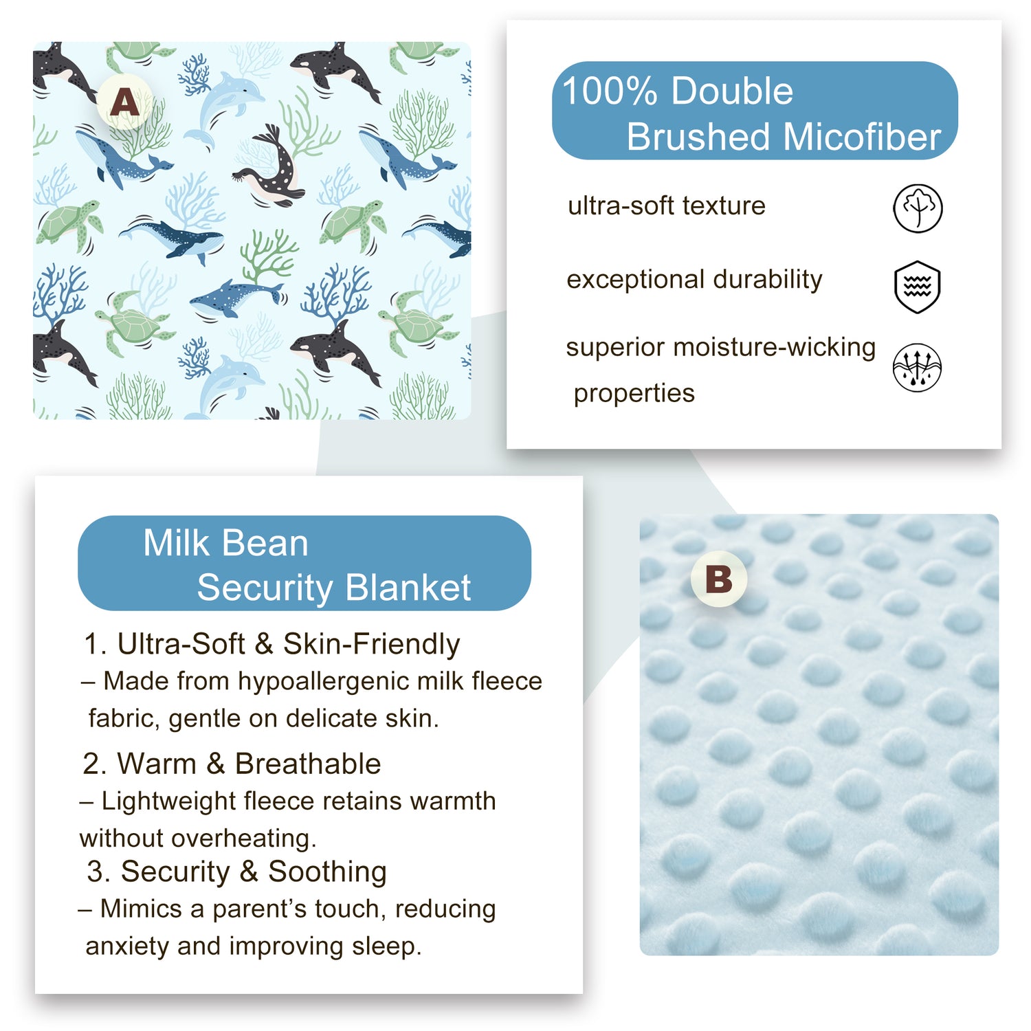 Blue Ocean Whales Toddler Nap Mat with Pillow and Blanket