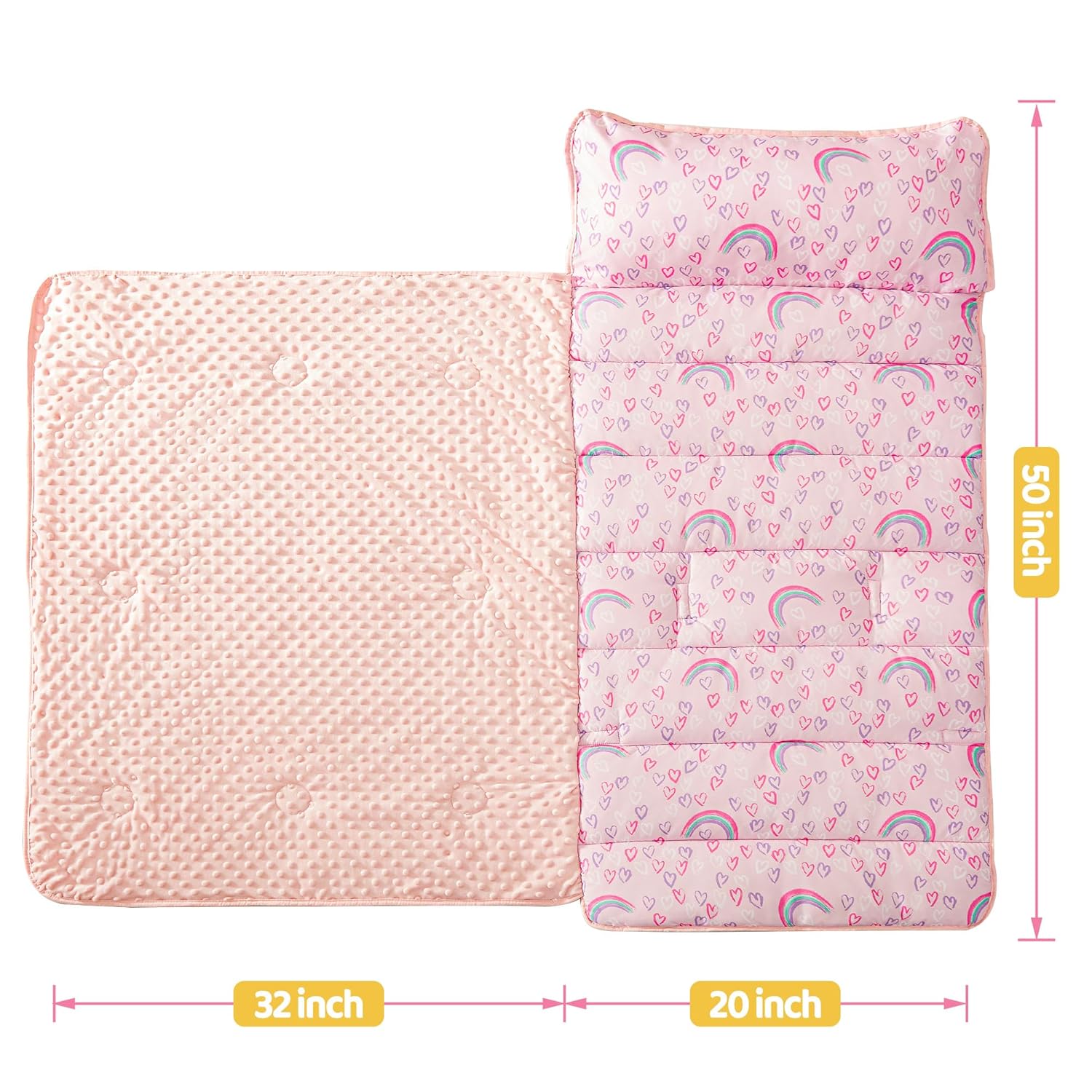 Cozy Comfort Nap Mat - Pink Heart Rainbow