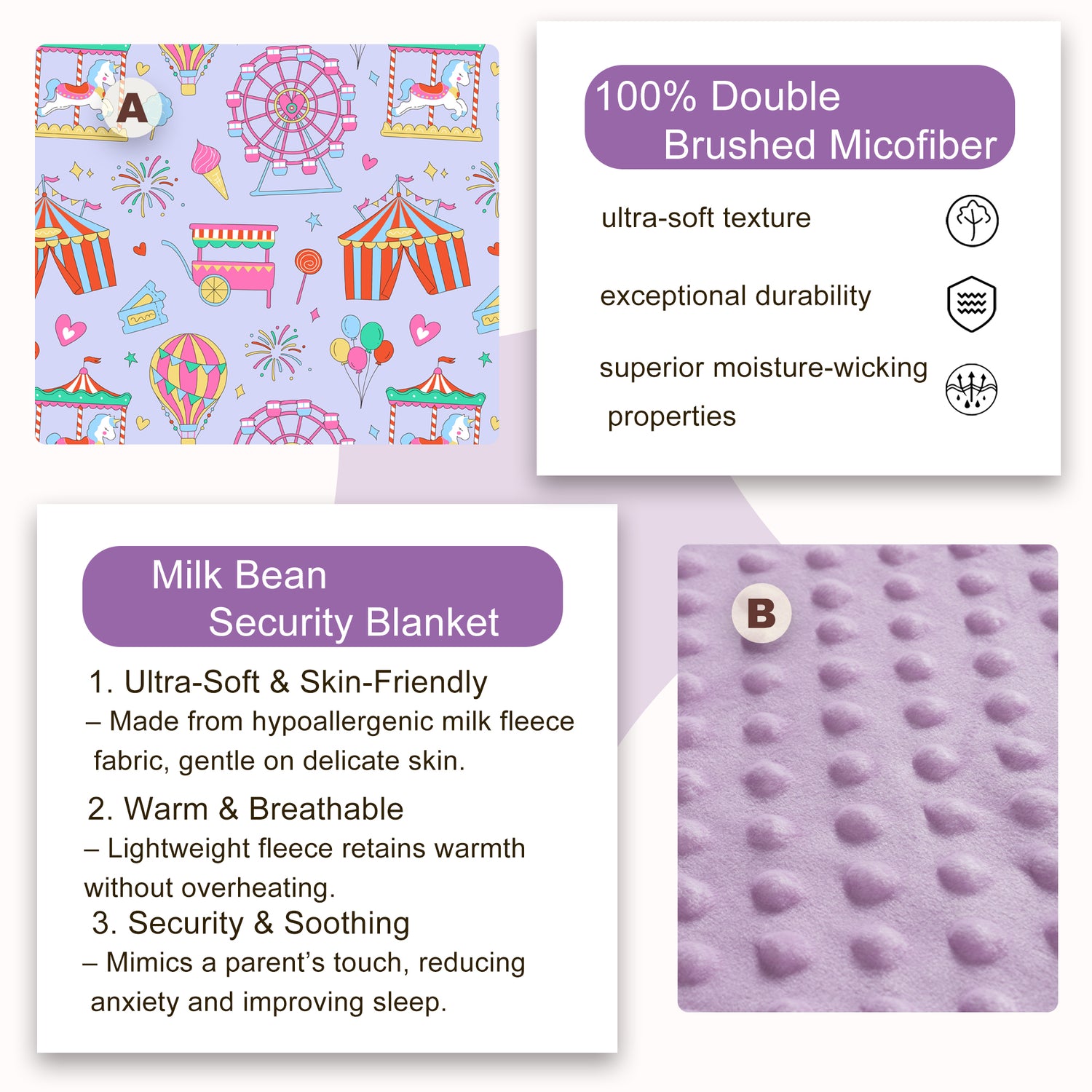 Amusement Park Toddler Nap Mat with Pillow and Blanket