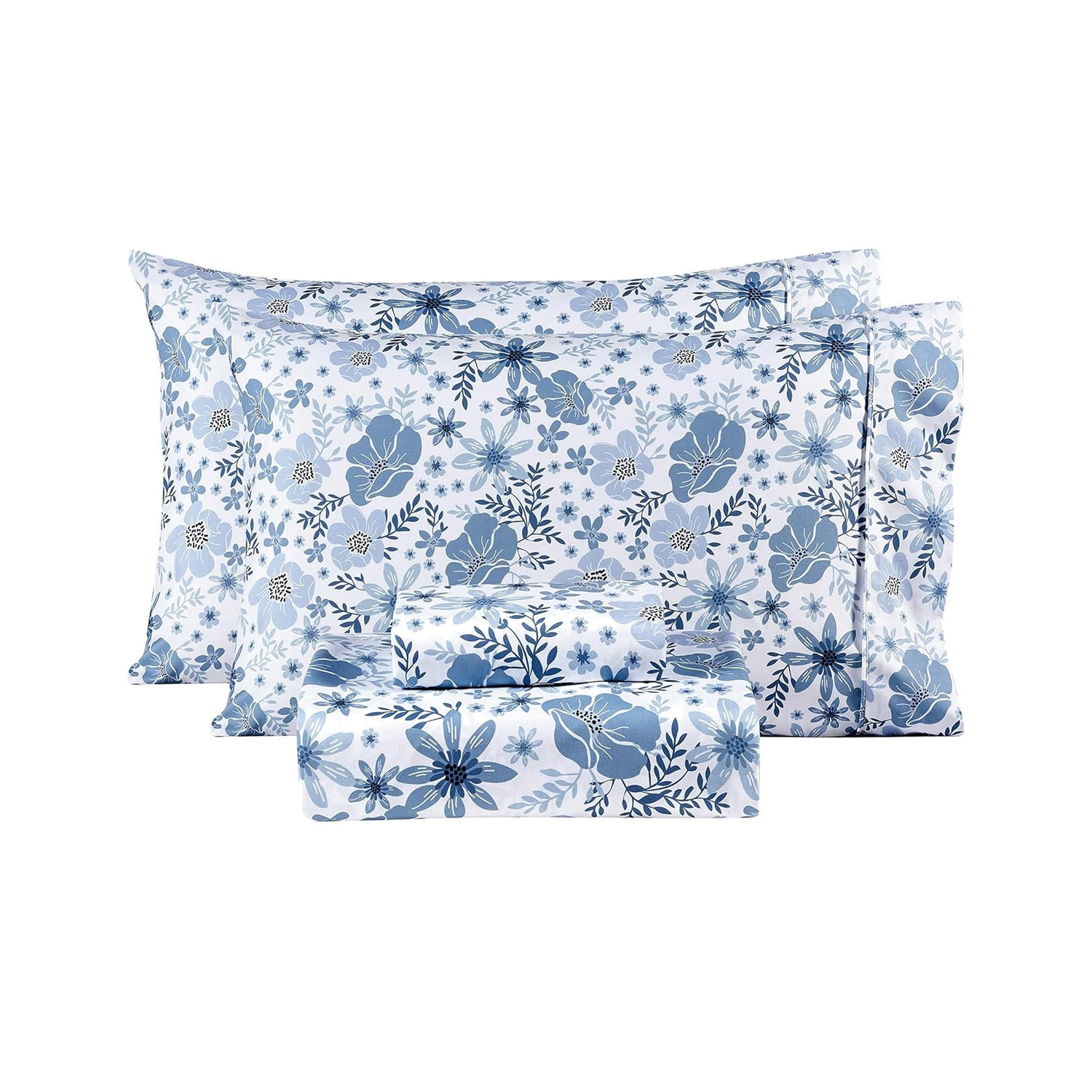 Vintage Blue & White Petal Bed Sheets Set
