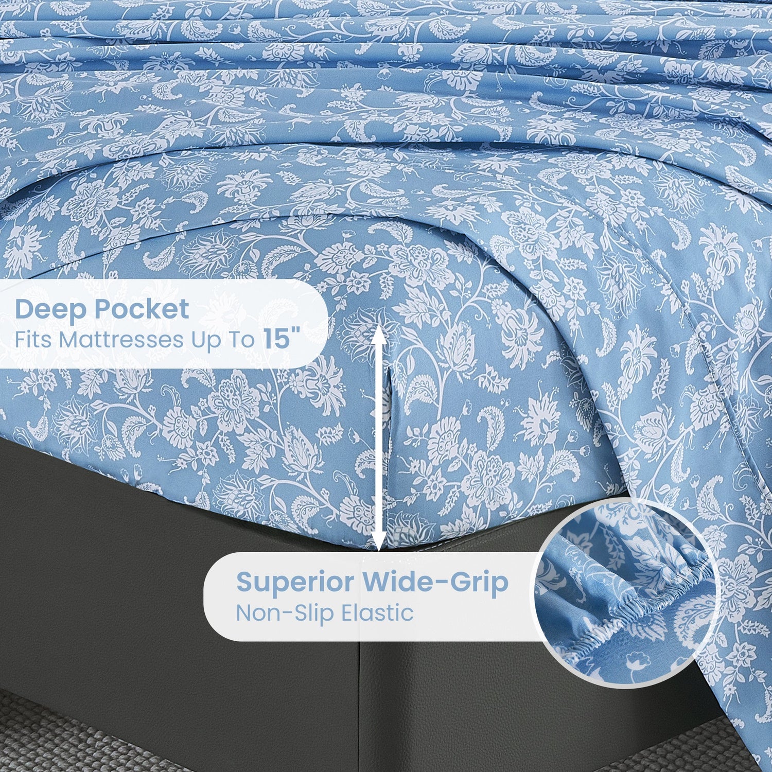 Blue Paisley Bed Sheets Set