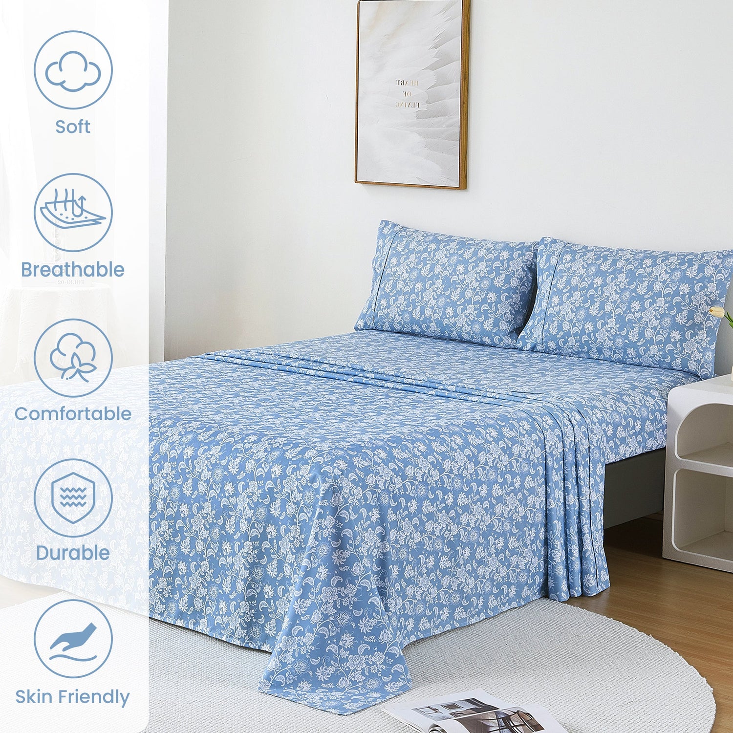 Blue Paisley Bed Sheets Set