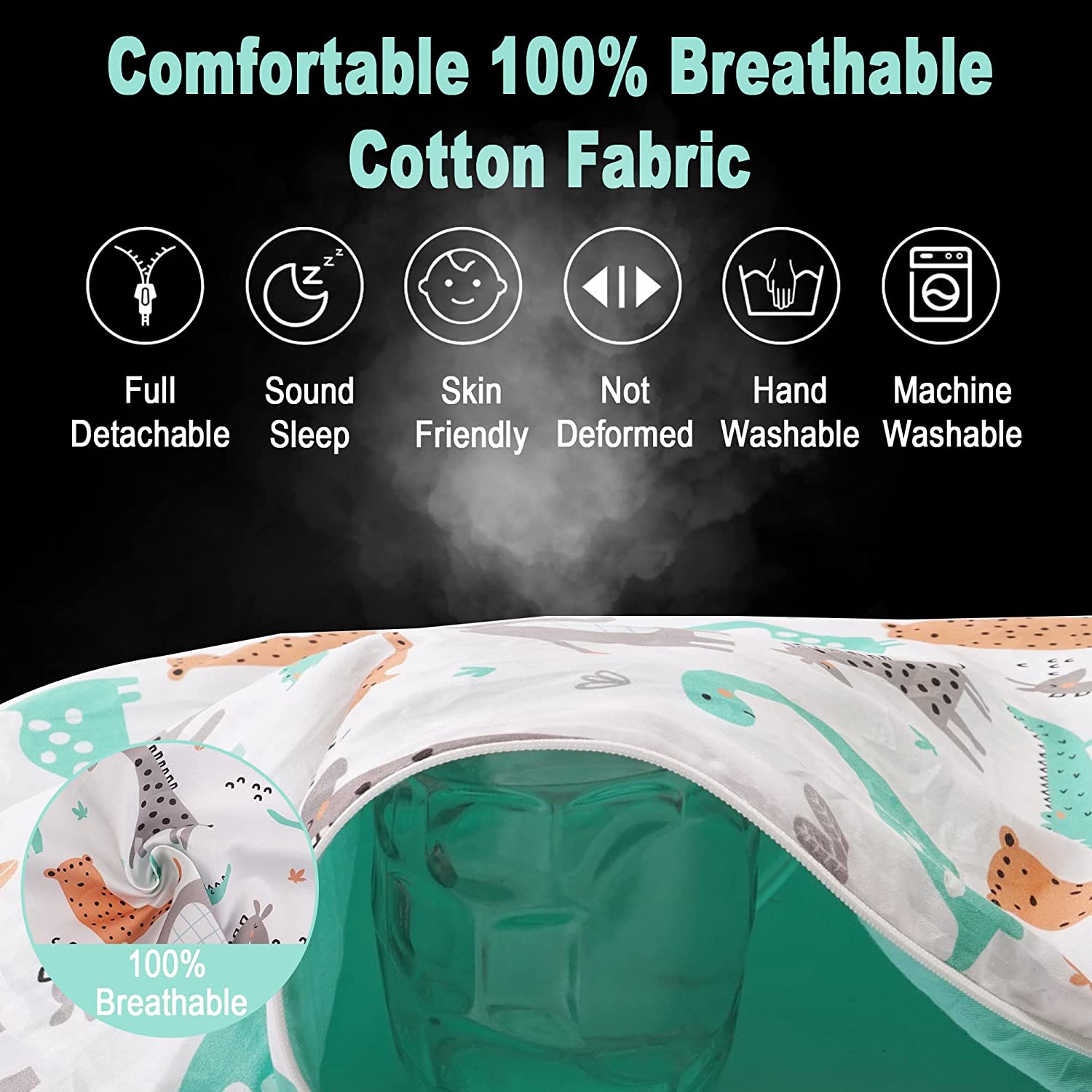 Dinosaur Baby Lounger - Baby Nest Co Sleeper for Baby Bed, Soft & Breathable Portable Cotton Newborn Lounger Nest for Crib Bassinet