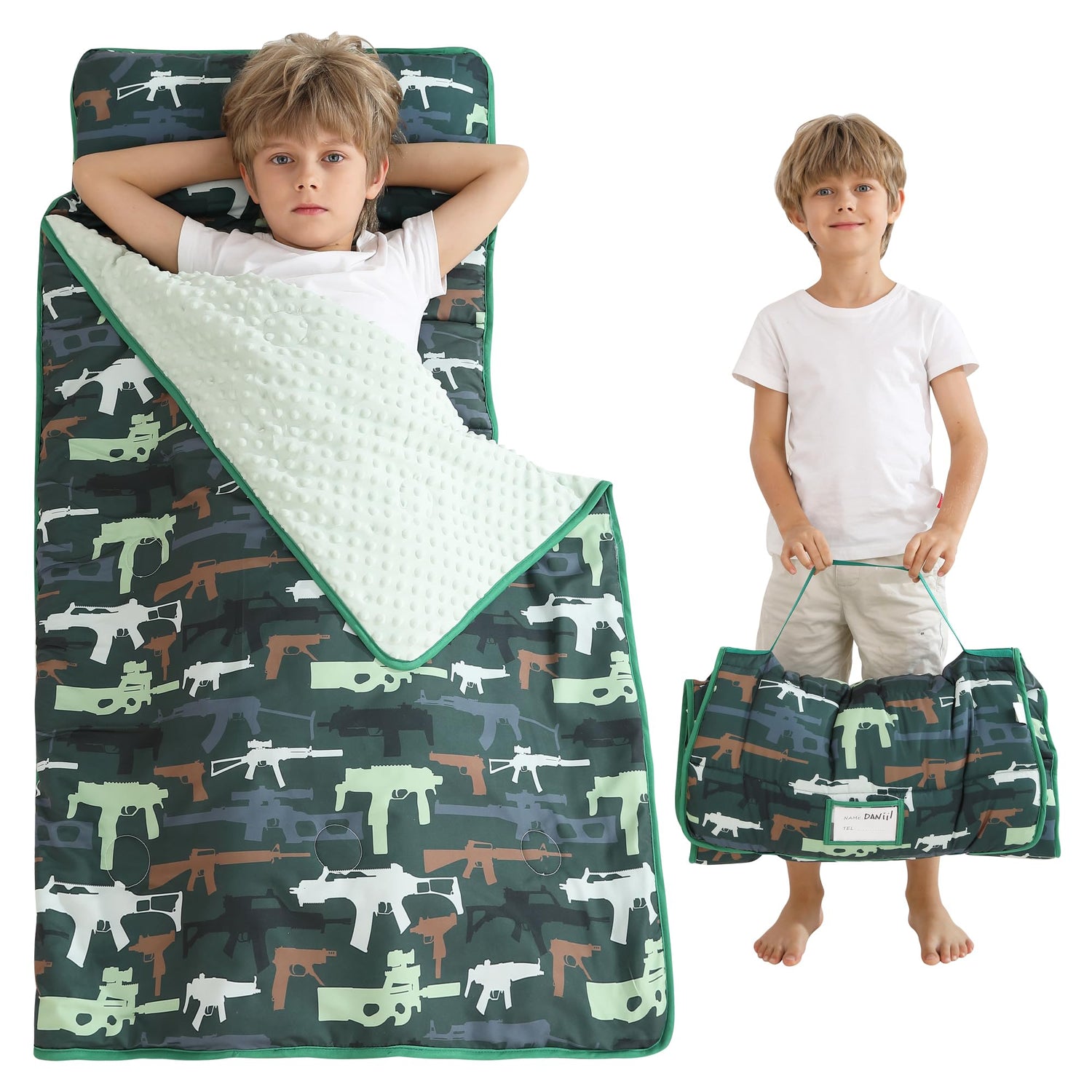 Camouflage Toddler Nap Mat with Pillow and Blanket