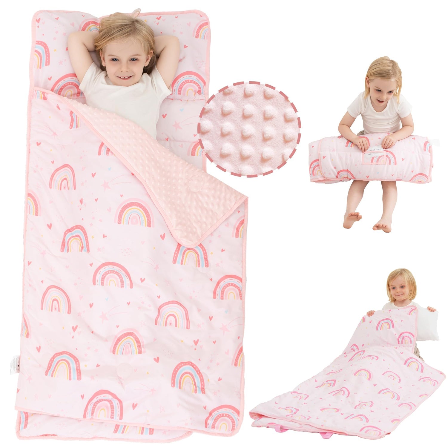 Cozy Comfort Nap Mat - Pink Rainbow