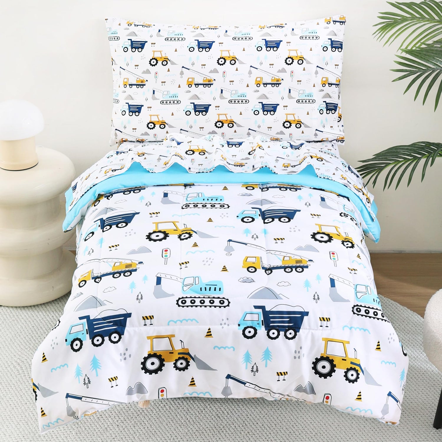 Construction Truck Toddler comforter Set– 4 Piece