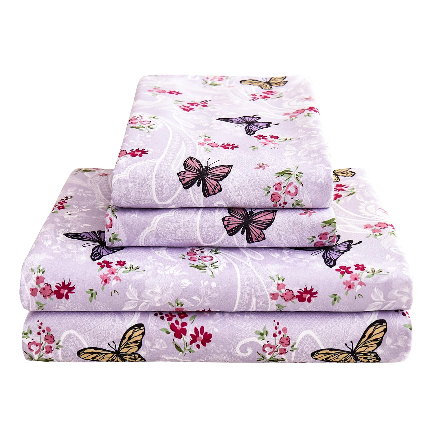 Lavender Butterfly Garden Paisley Sheet Set