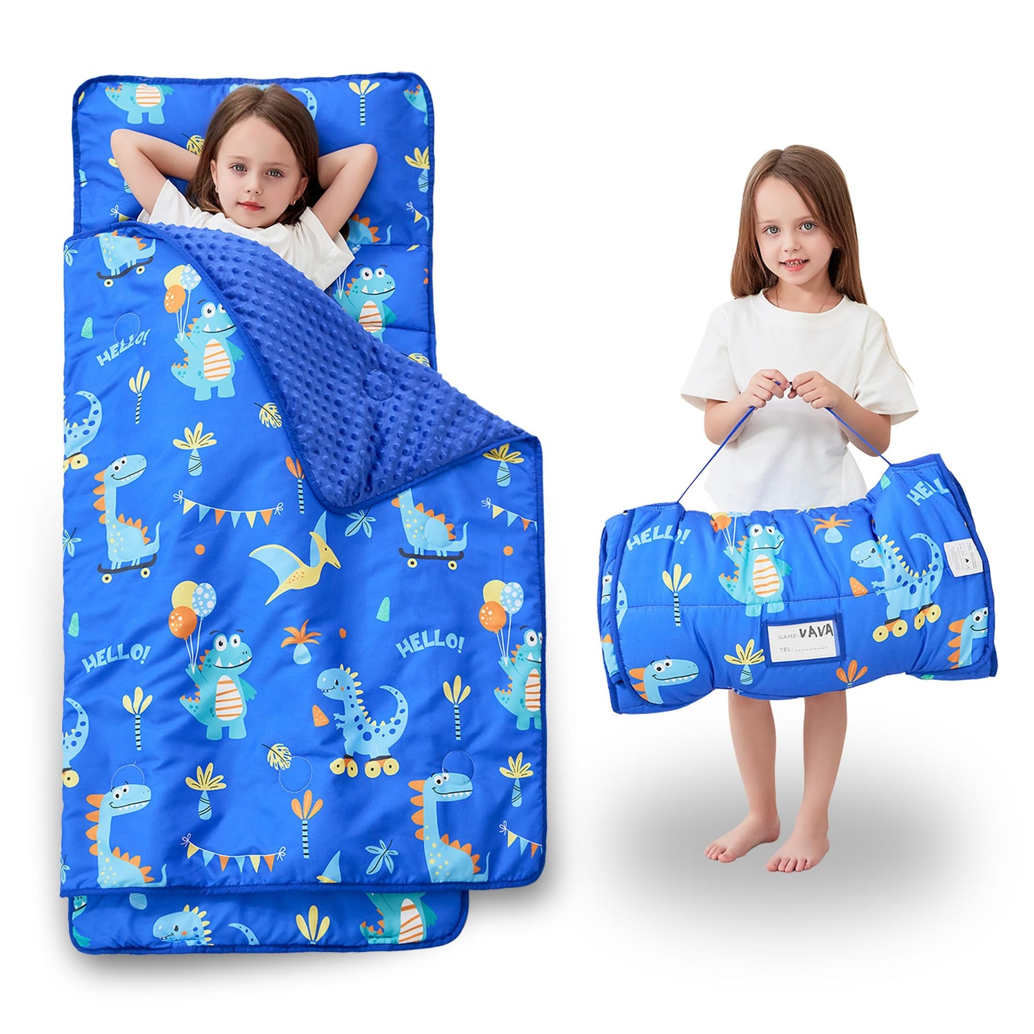 Cozy Comfort Nap Mat - Blue Dinosaurs