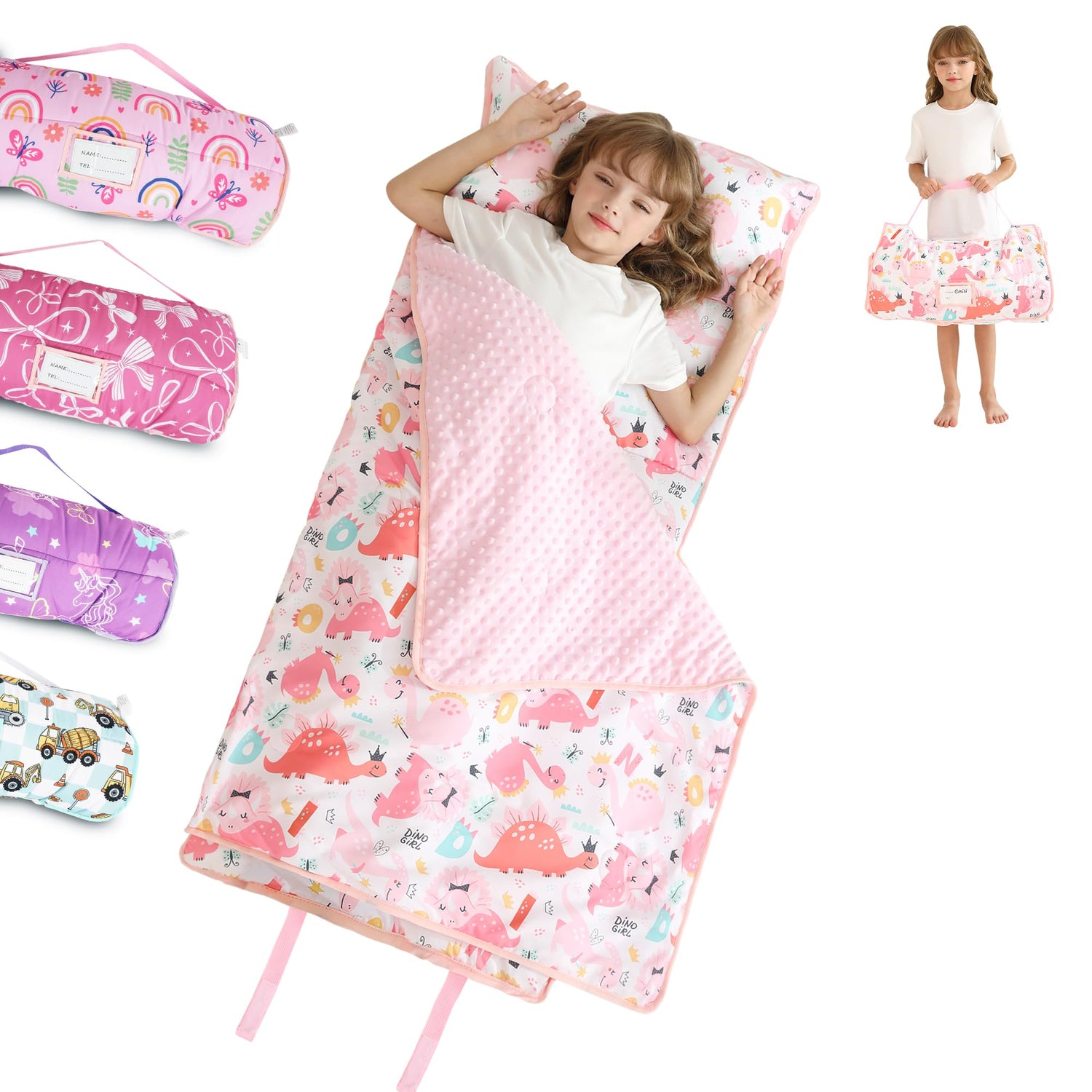 Cozy Comfort Nap Mat - Pink Dino Parade