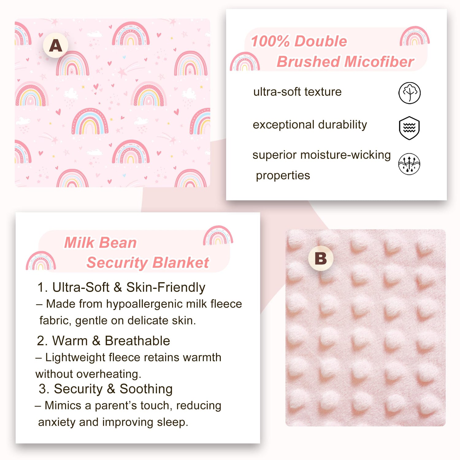 Cozy Comfort Nap Mat - Pink Rainbow