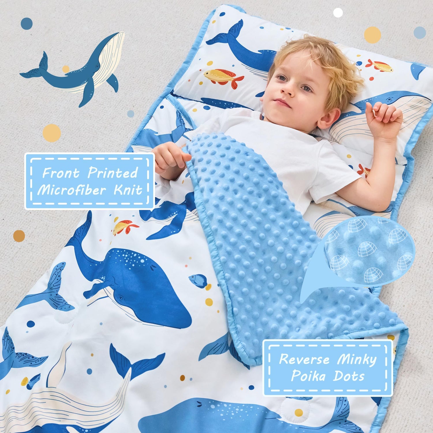 Cozy Comfort Nap Mat - Blue Ocean Whale