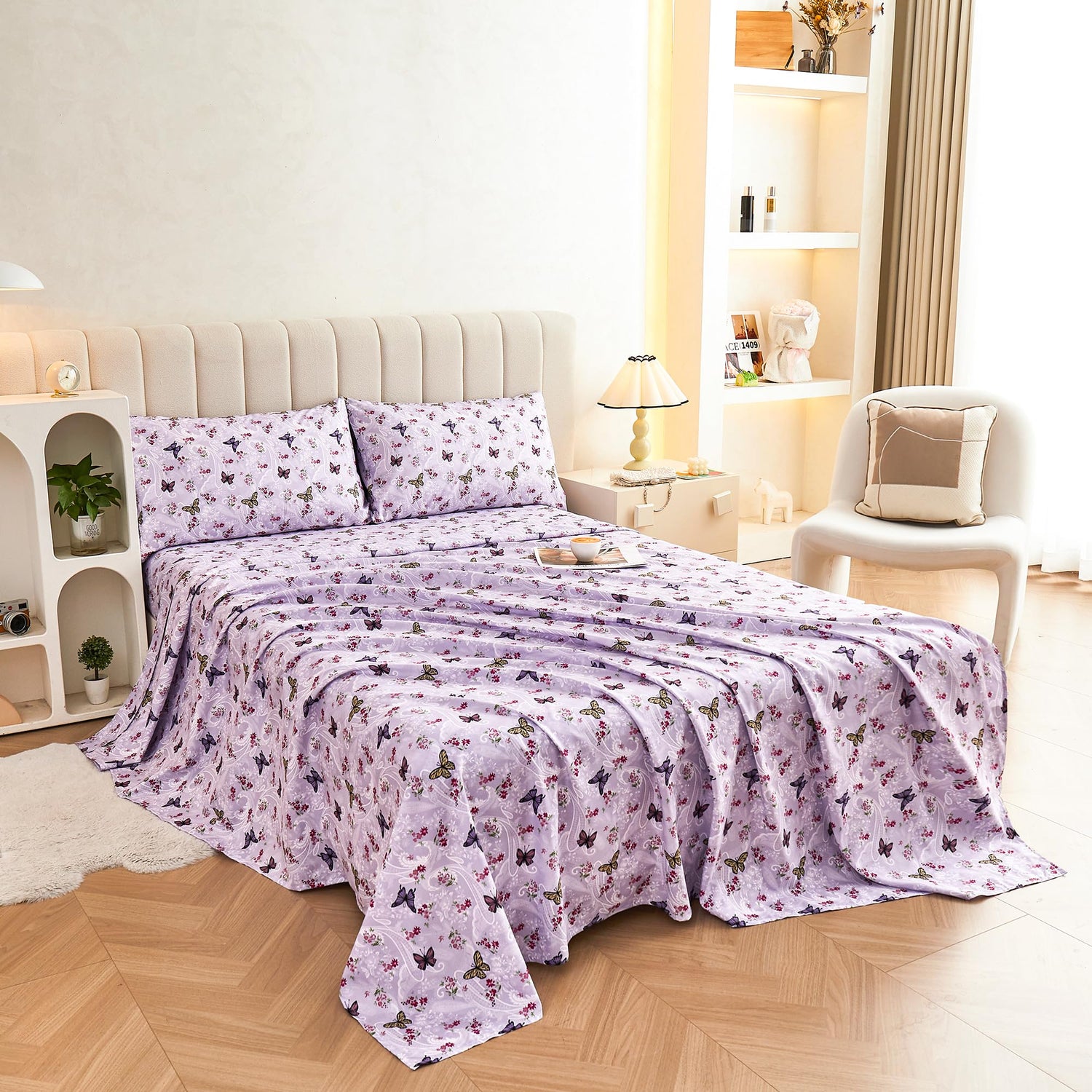 Lavender Butterfly Garden Paisley Sheet Set