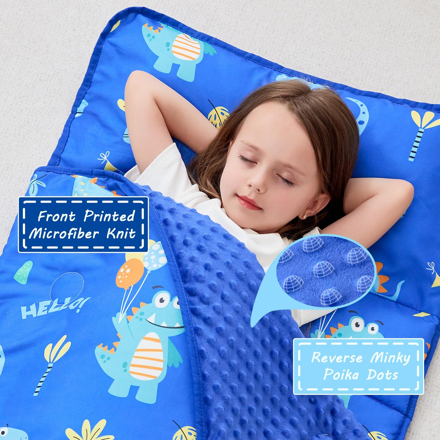 Cozy Comfort Nap Mat - Blue Dinosaurs
