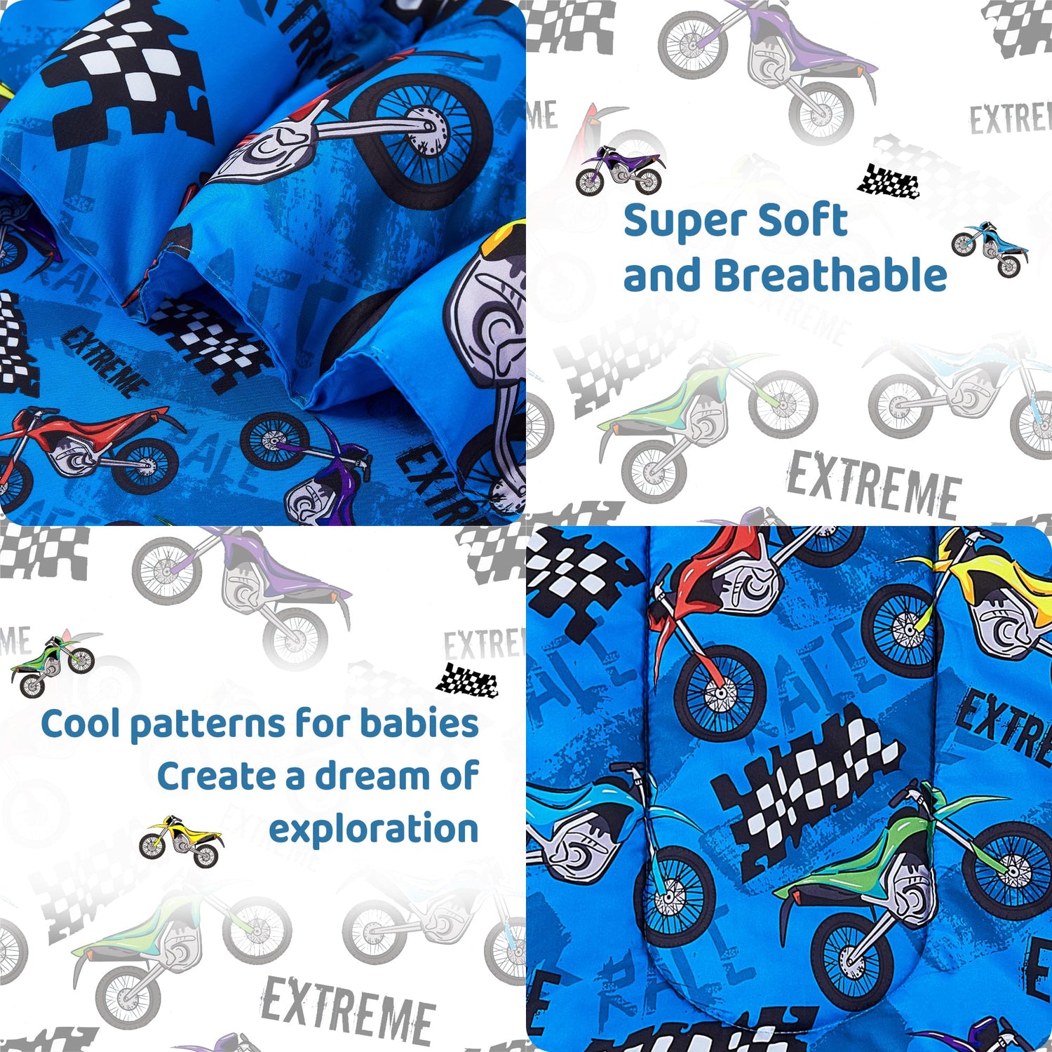 Motorcycle Comforter Set– 4 Piece