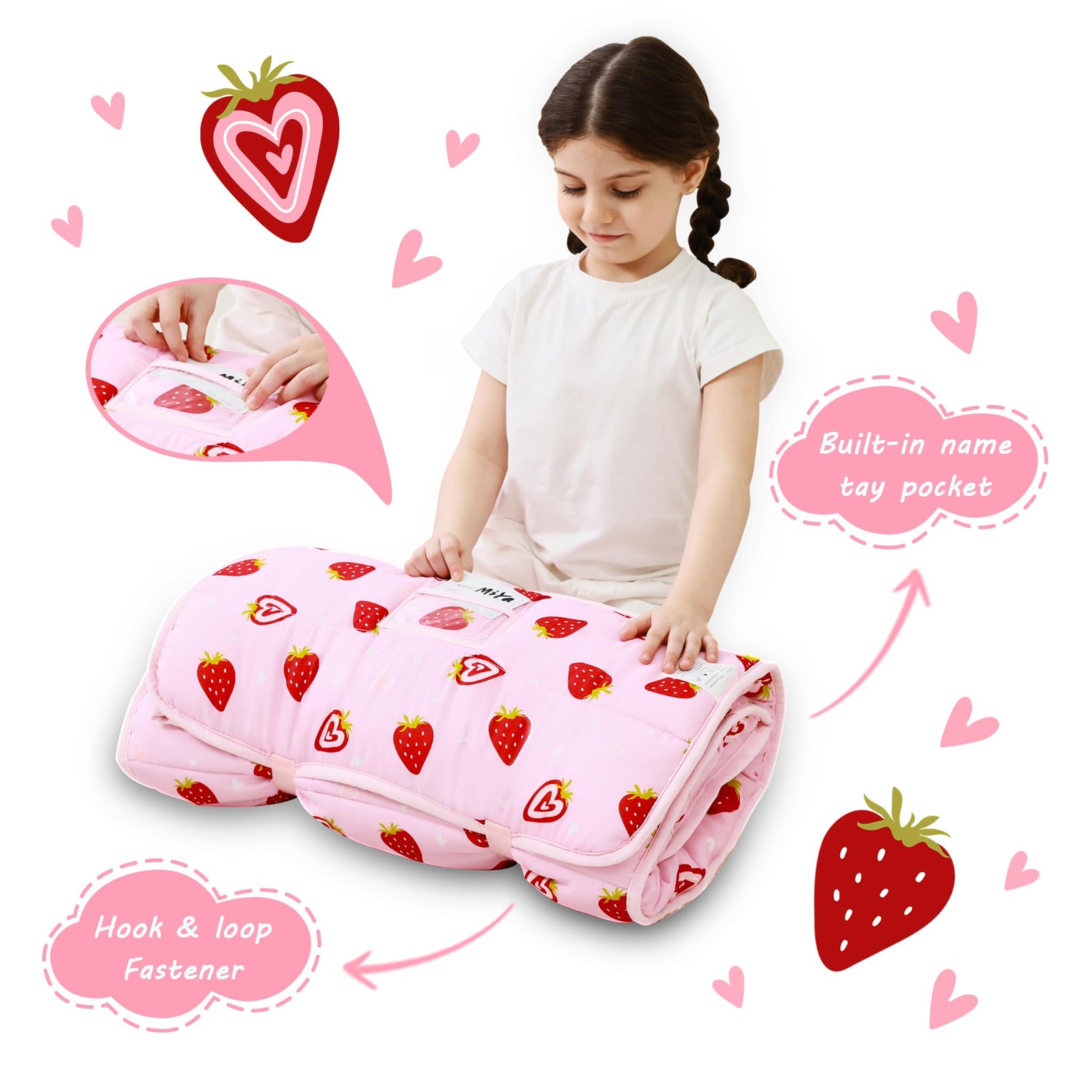 Cozy Comfort Nap Mat - Pink Strawberry