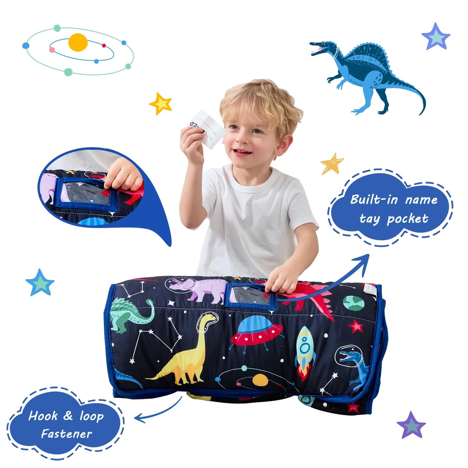 Cozy Comfort Nap Mat - Space Dinosaurs