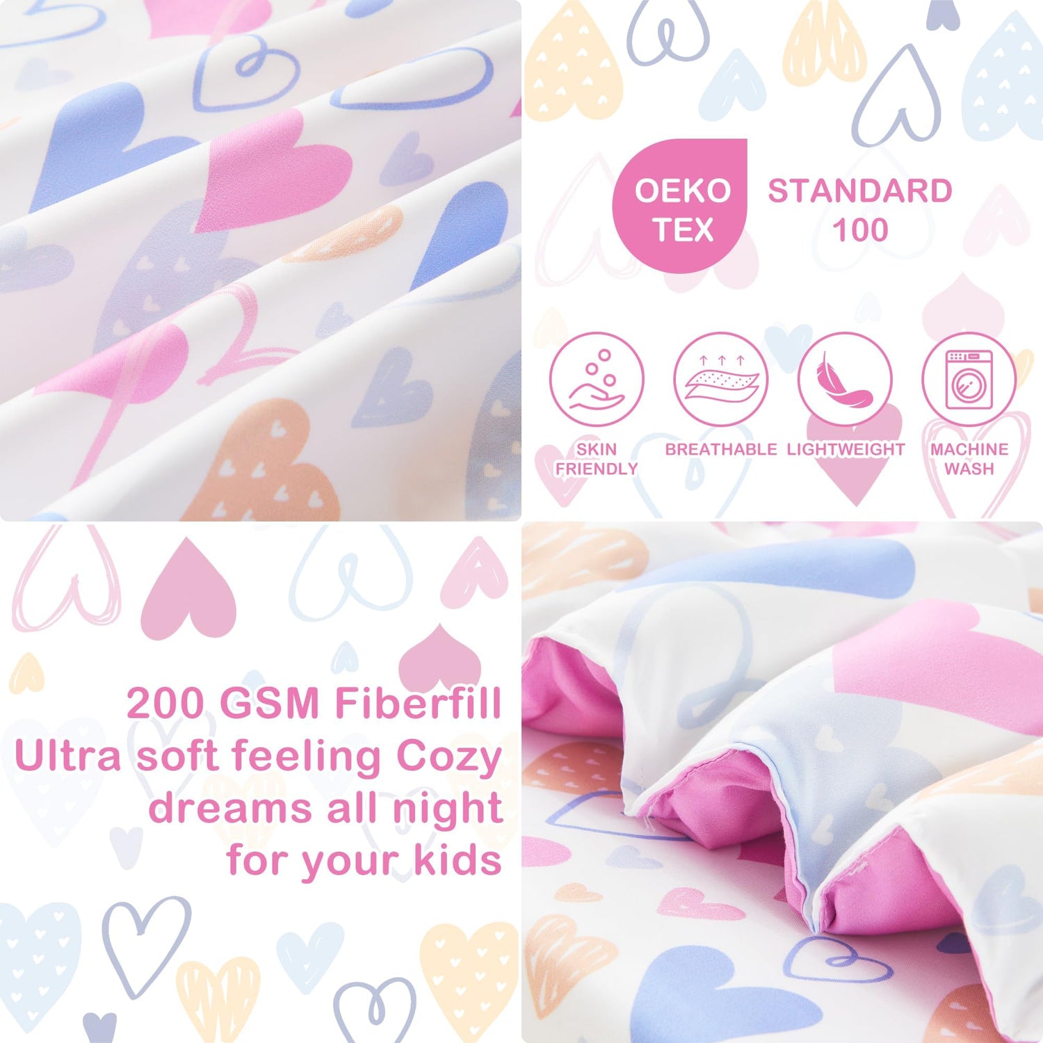 Love Heart Toddler Bedding Set– 4 Piece