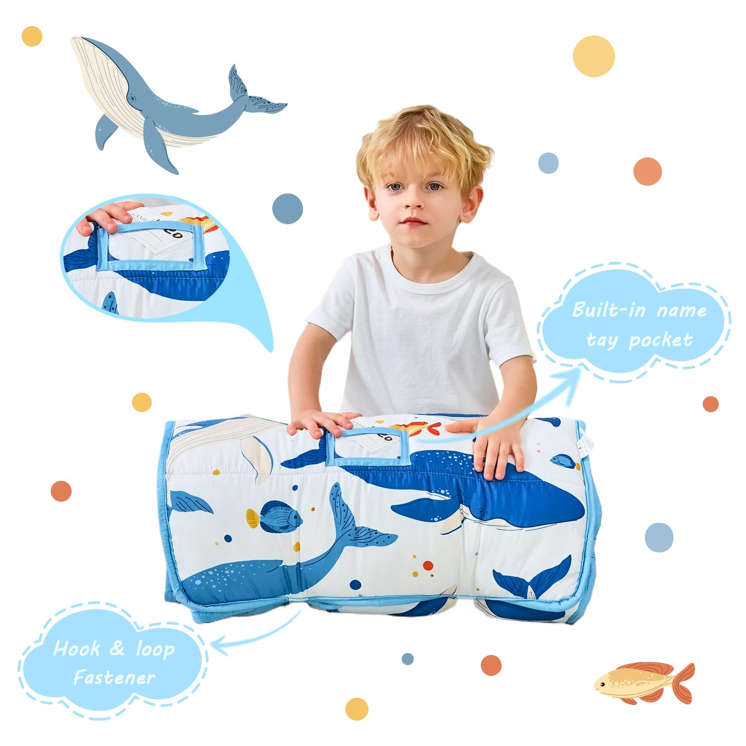 Cozy Comfort Nap Mat - Blue Ocean Whale