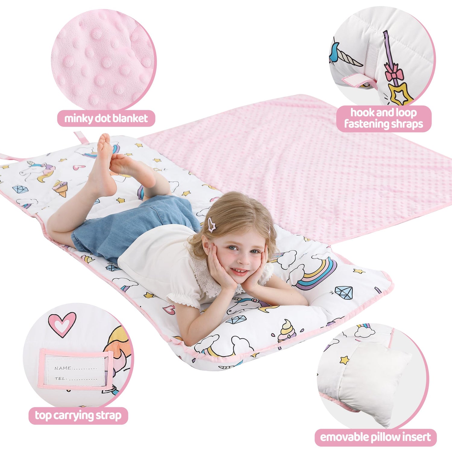 Cozy Comfort Nap Mat - White Unicorn